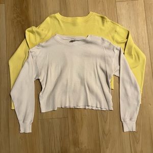 TNA cropped waffle knit long sleeve